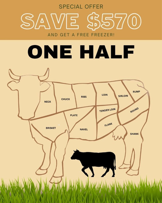 ONE HALF Premium Grass-Fed American Wagyu Bulk Beef - Save $570! - 3C Joppa Cattle Company, LLC